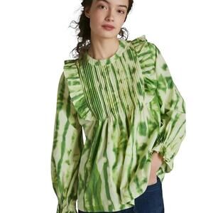 Anthropologie Women’s Samant Chauhan Emilia Tie Dye Ruffle Tunic Top Size Small